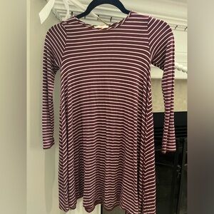 Burgundy and white striped dress - size M